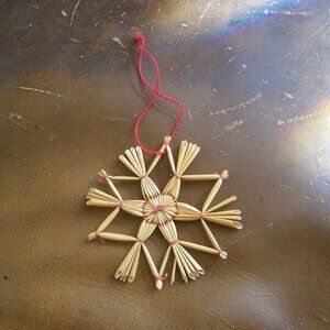 Vintage Handmade in Belarus Holiday Christmas Ornament Straw Snowflake